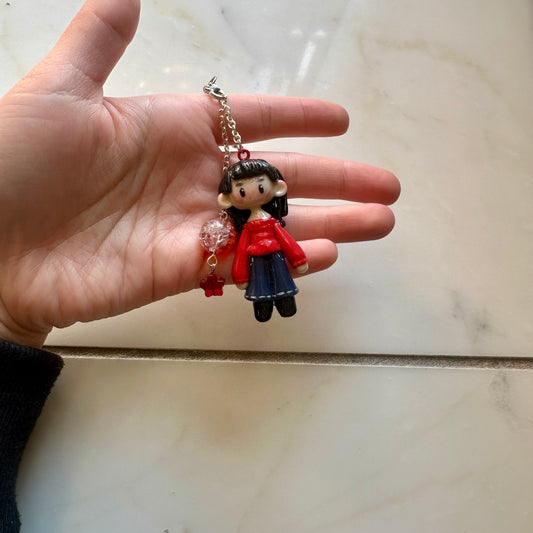 Girl in a Red Sweater and Heels Keychain