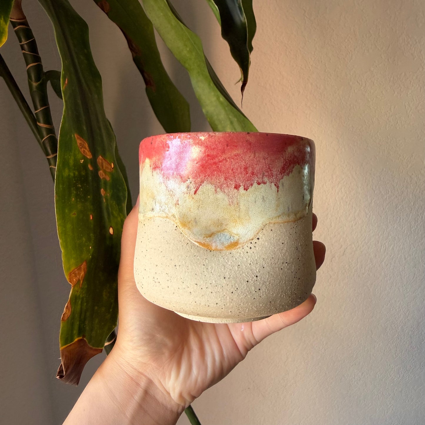 Pink and Green Drippy Cup